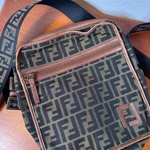 Vintage Fendi| Zucca FF Messenger Crossbody
Bag with Logo Strap